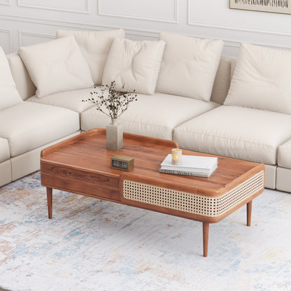 Wayne Rattan-Front Coffee Table with Storage Drawers