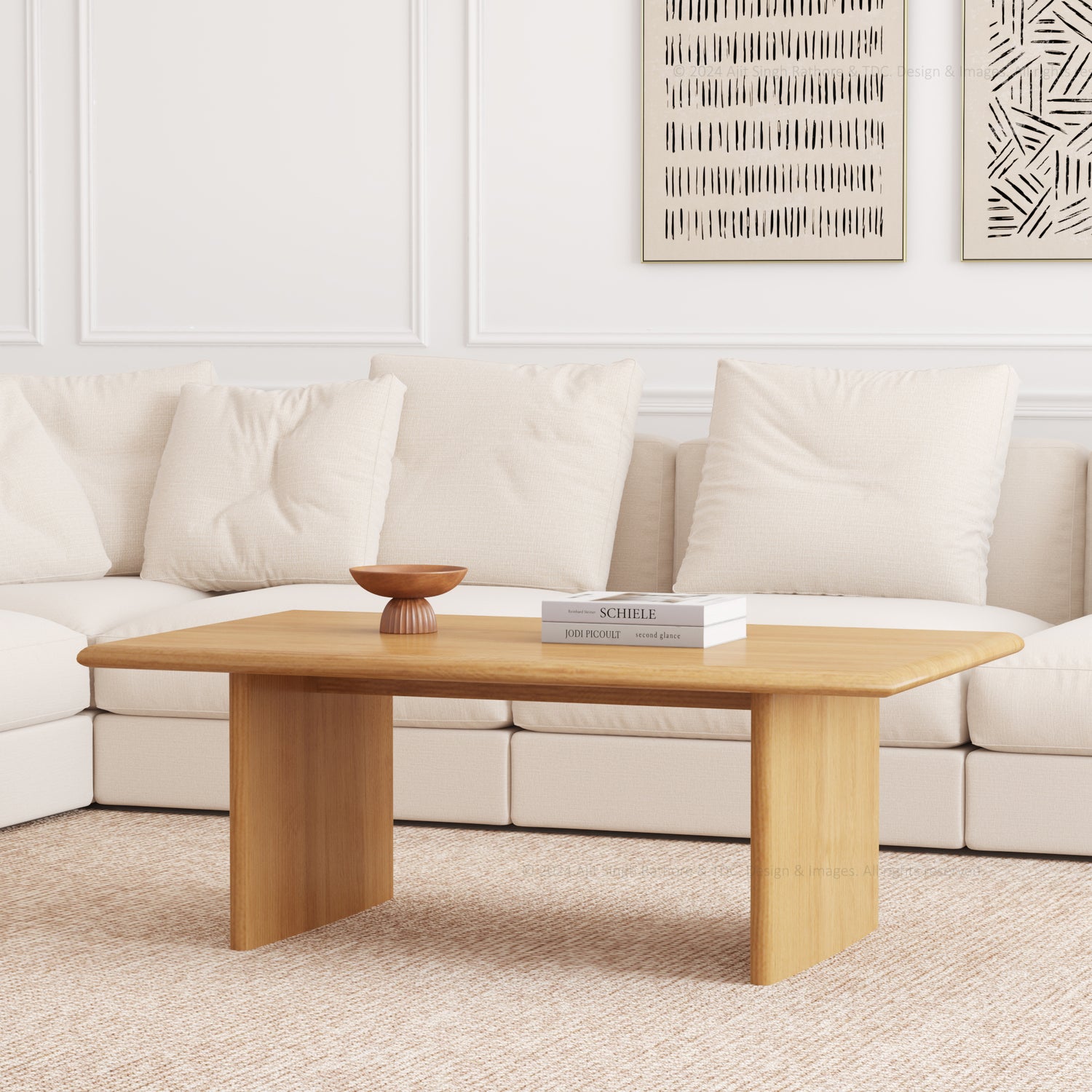 Nordic Serenity Teak Wood Coffee Table