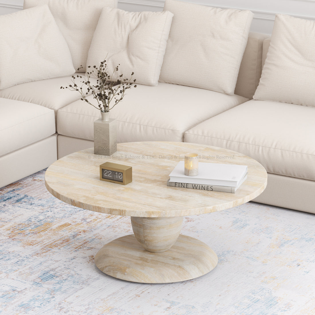 Camden Round Coffee Table with Oval Pedestal Base