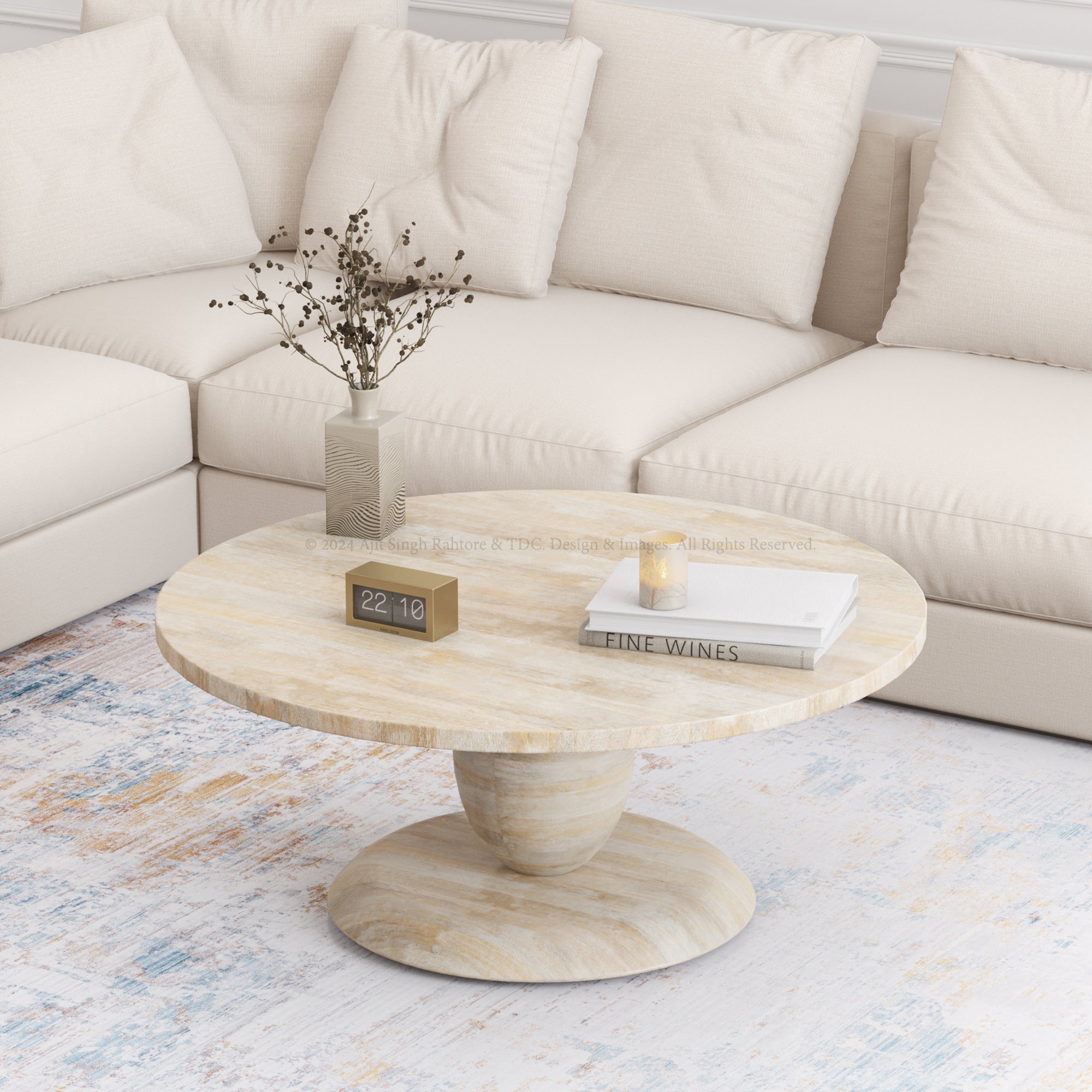 Camden Round Coffee Table with Oval Pedestal Base