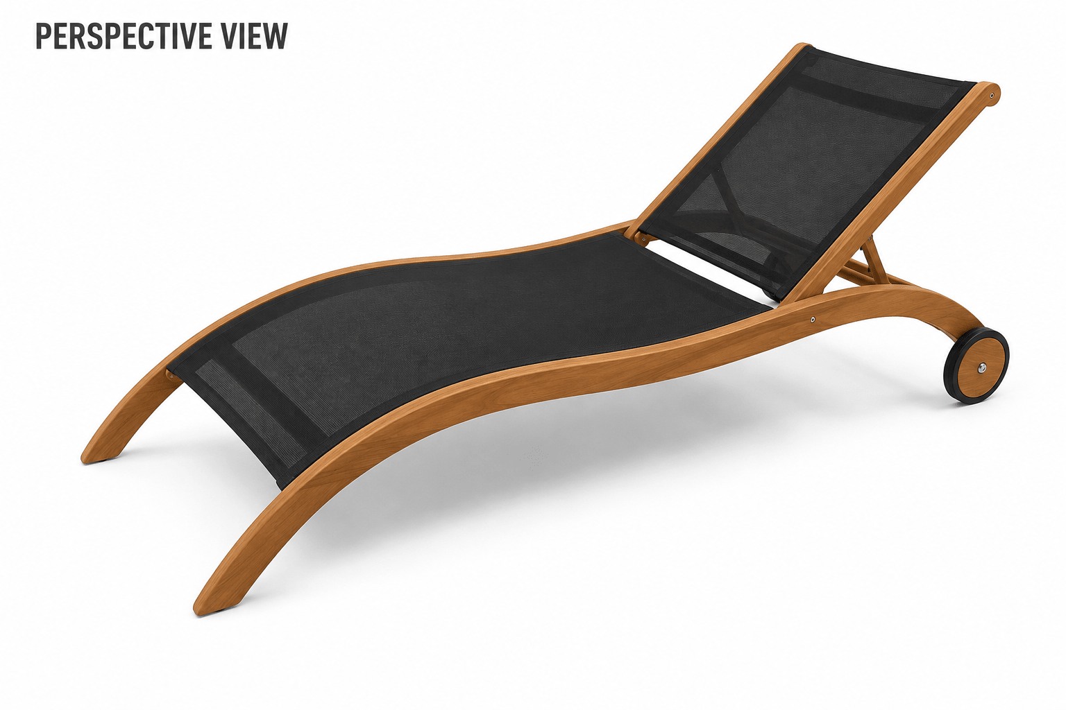 Modesto Solid Teak Wood and Sling Mesh Outdoor Sun Lounger