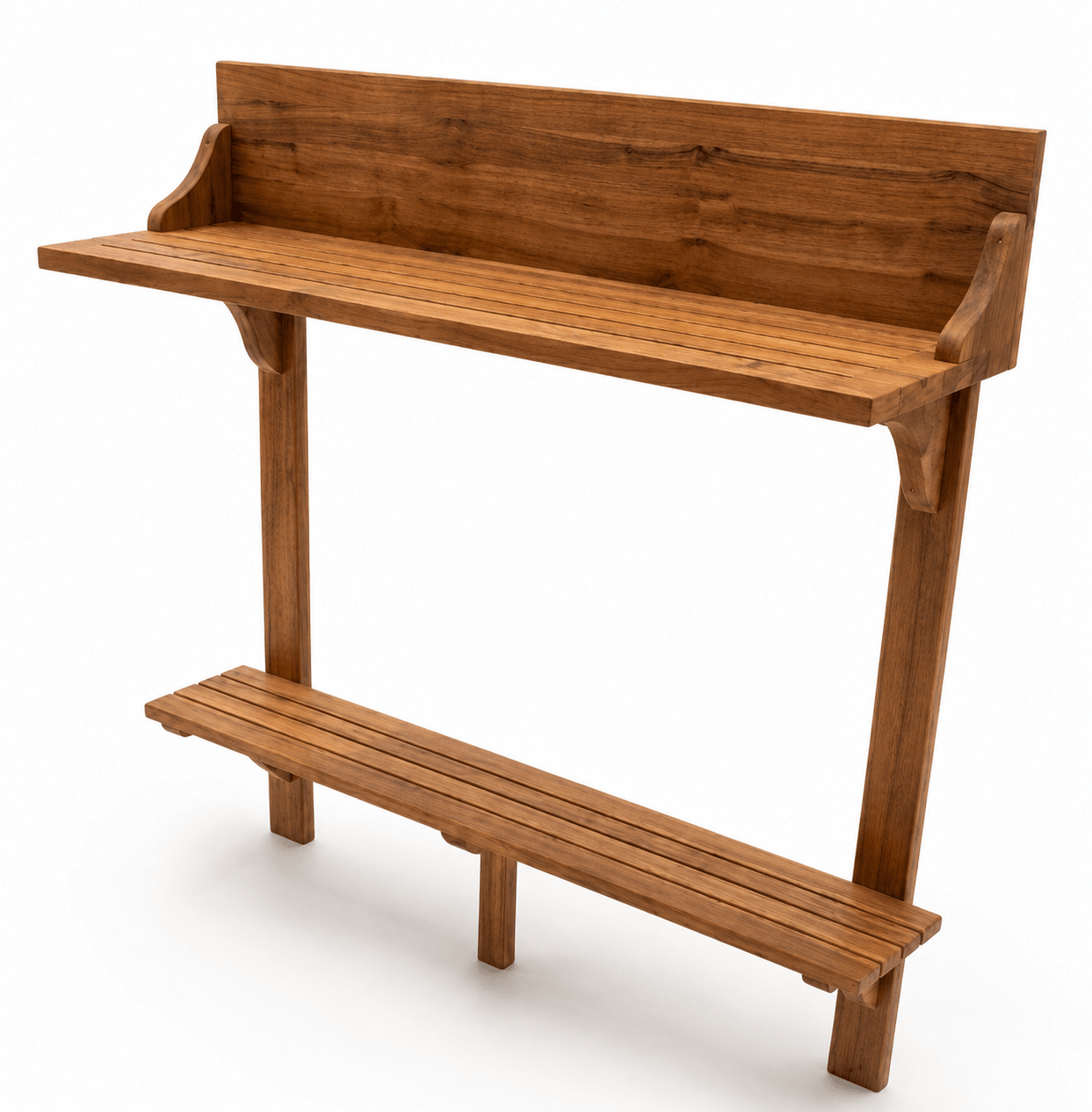 Homer 3-Piece Solid Teak Wood Outdoor Bar Table and Stool Set
