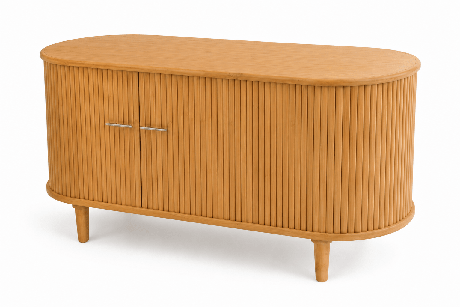 Tempe Fluted Teak Wood Curved Sideboard