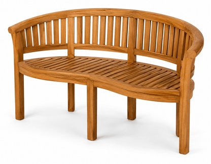 Oraibi Solid Teak Wood Curved Outdoor Bench