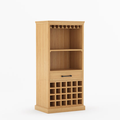 Palo Alto Solid Wood Wine Bar Cabinet with Glass Rack