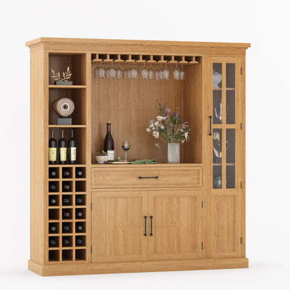 Montecito Solid Wood Wine Bar Cabinet With Stemware Rack