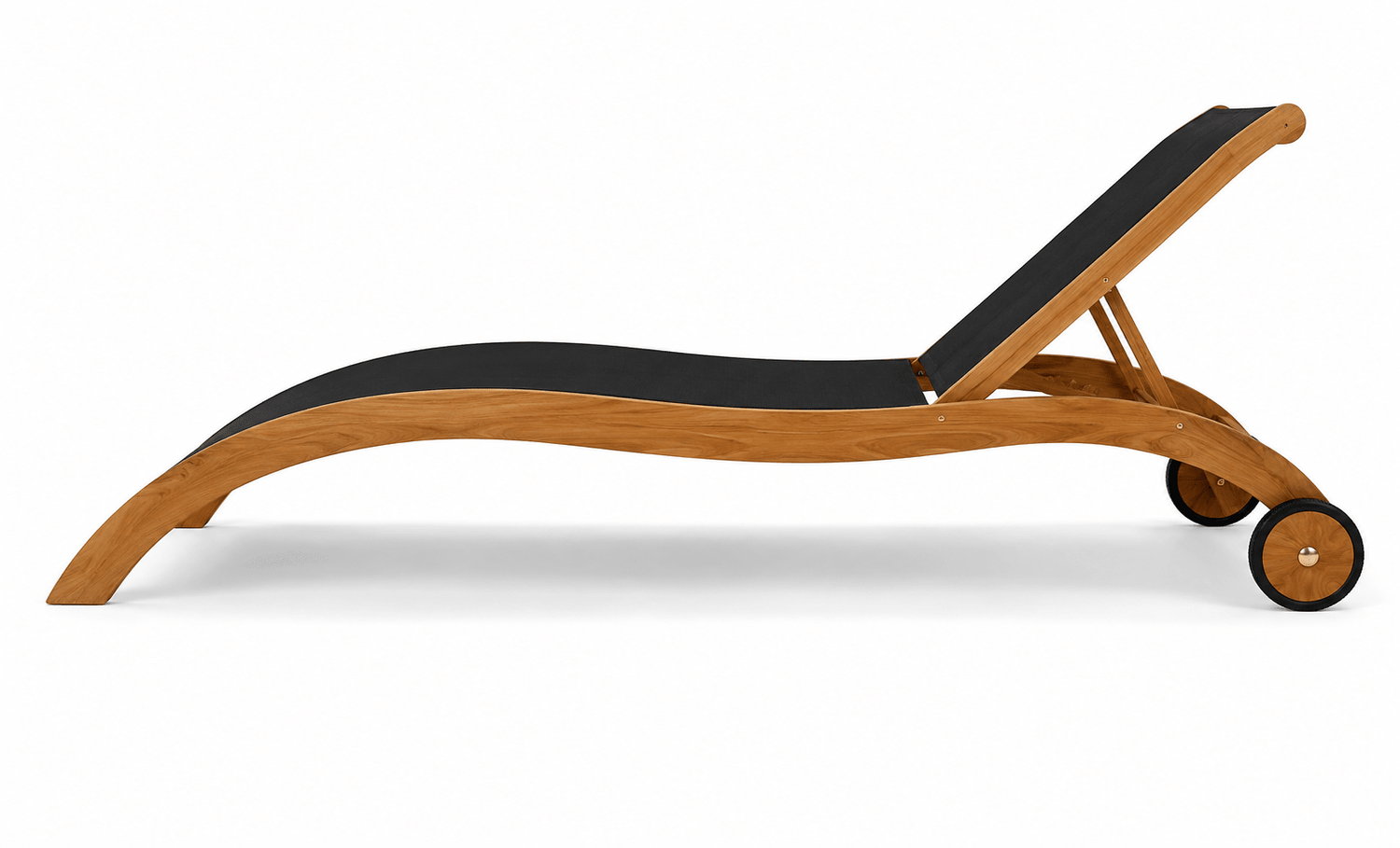 Modesto Solid Teak Wood and Sling Mesh Outdoor Sun Lounger