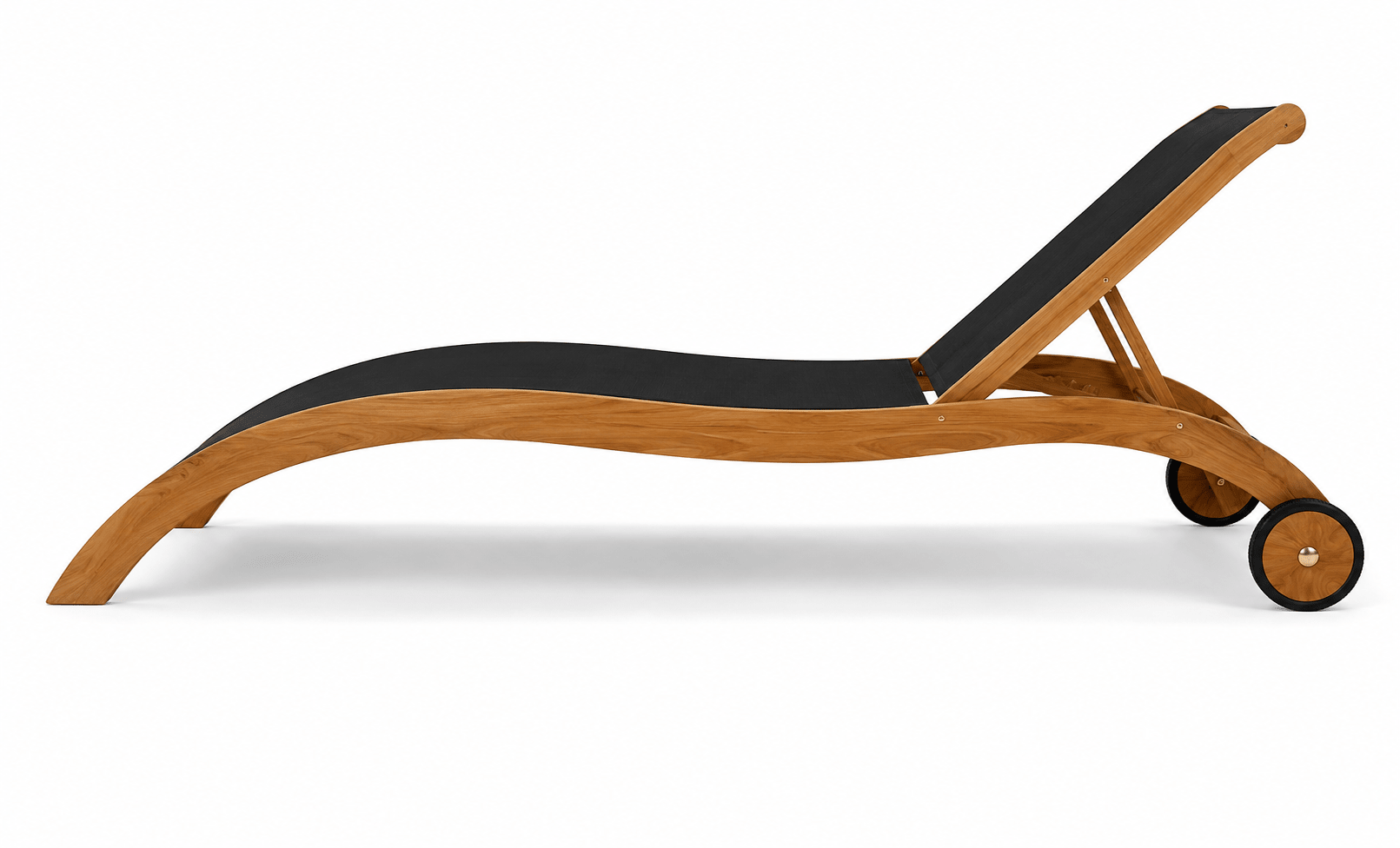 Modesto Solid Teak Wood and Sling Mesh Outdoor Sun Lounger
