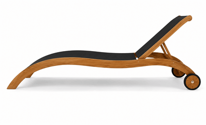 Modesto Solid Teak Wood and Sling Mesh Outdoor Sun Lounger