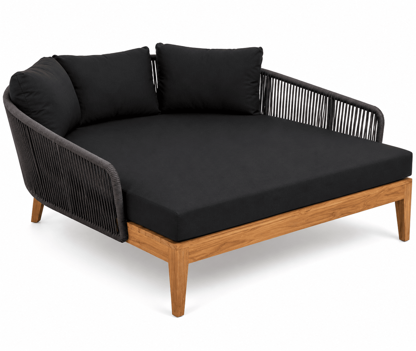 Morrilton Solid Teak Wood Outdoor Daybed with Woven Rope Detailing