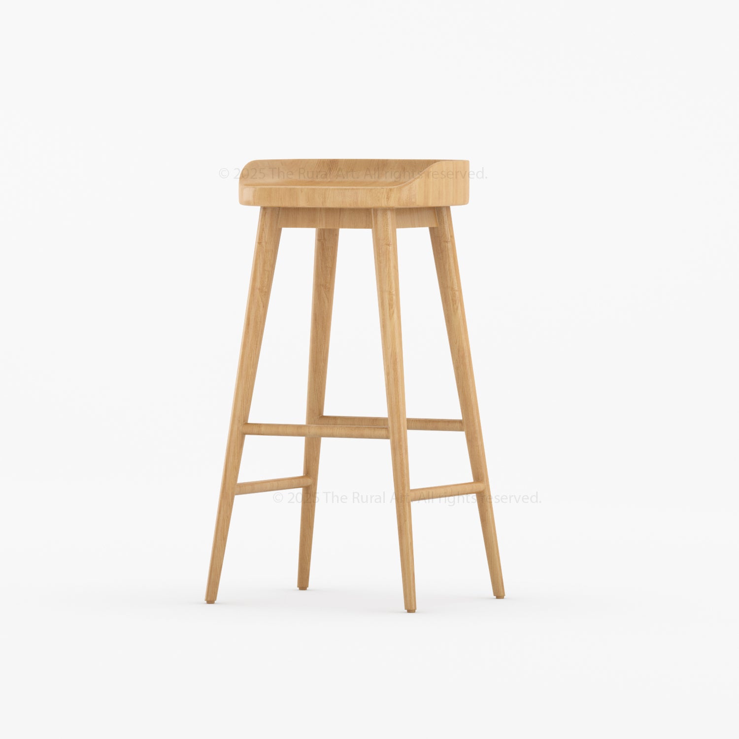 Ithaca Solid Wood Bar Stool Sculpted Seat Japandi Style
