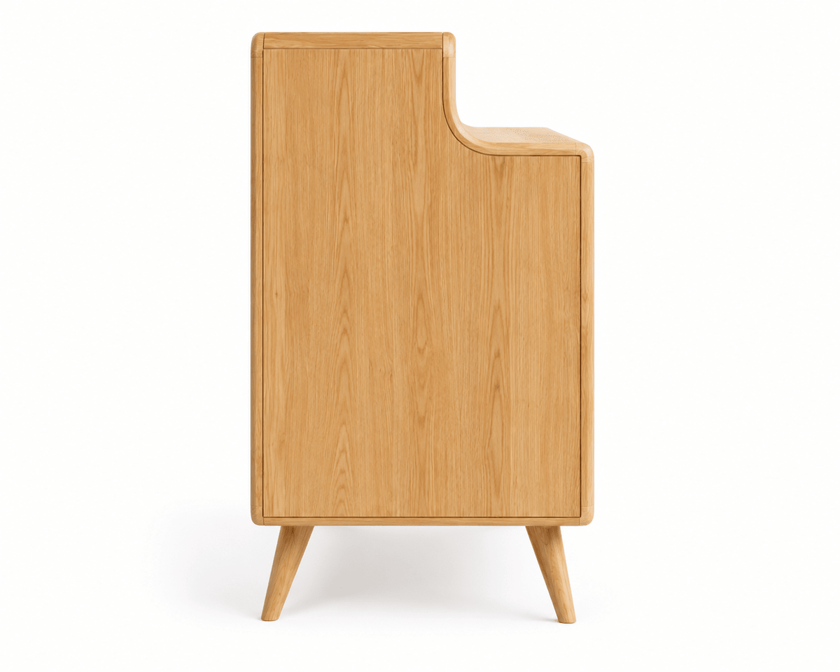 Helena Solid Wood Louvered Sideboard with Drawers &amp; Open Shelf