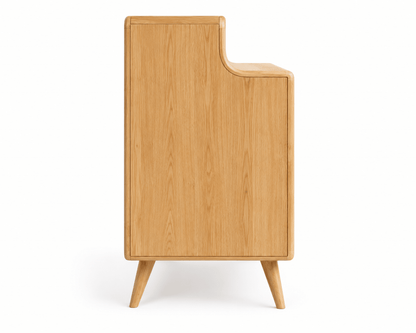 Helena Solid Wood Louvered Sideboard with Drawers &amp; Open Shelf