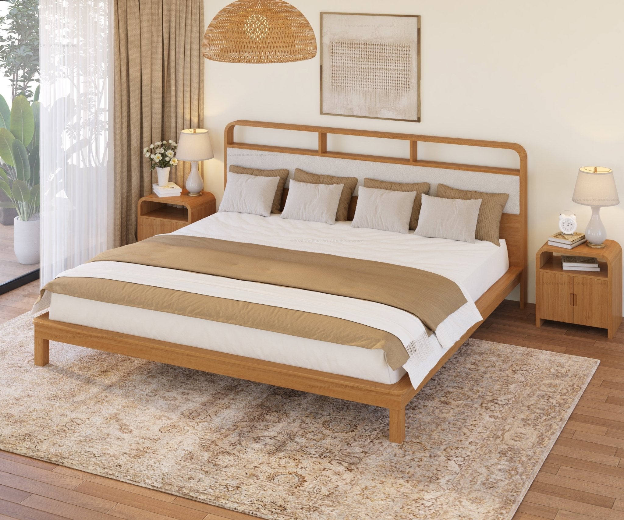 Chico Solid Wood Platform Bed with Upholstered Display Headboard