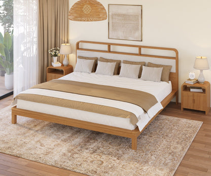 Chico Solid Wood Platform Bed with Upholstered Display Headboard