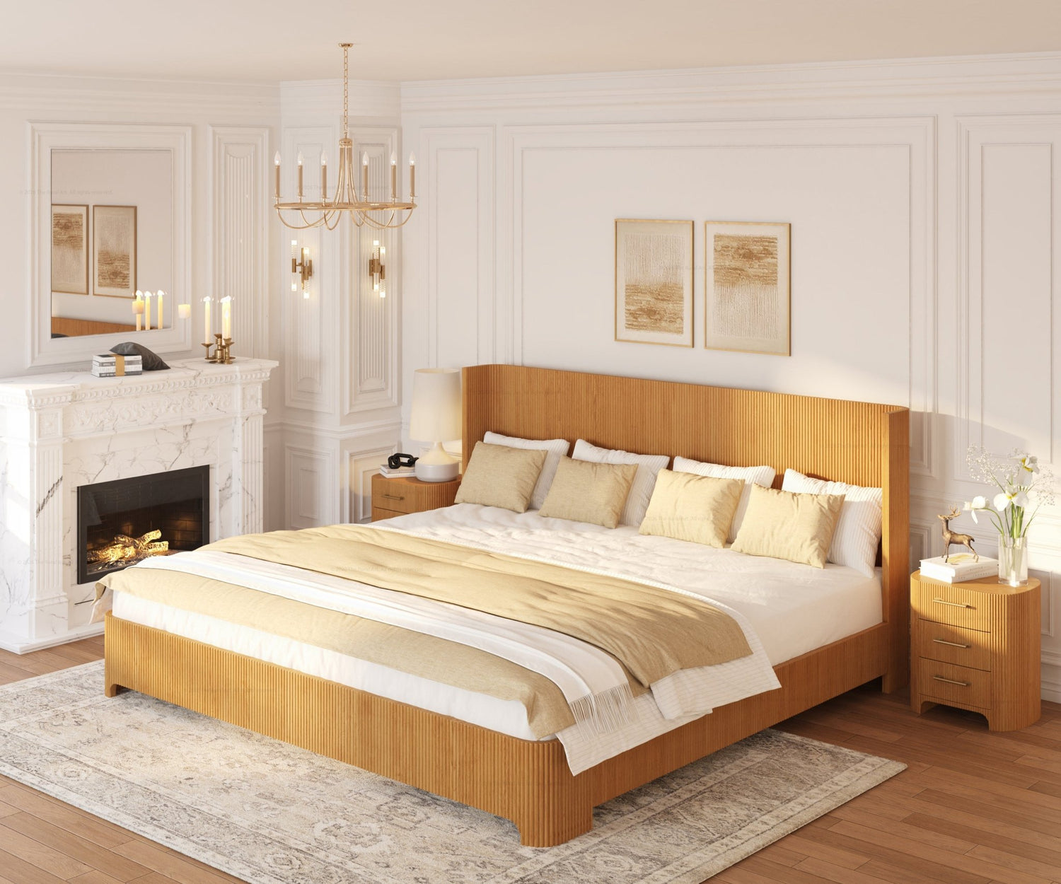 Bartow Modern Solid Wood Bedroom Set with Fluted Detailing
