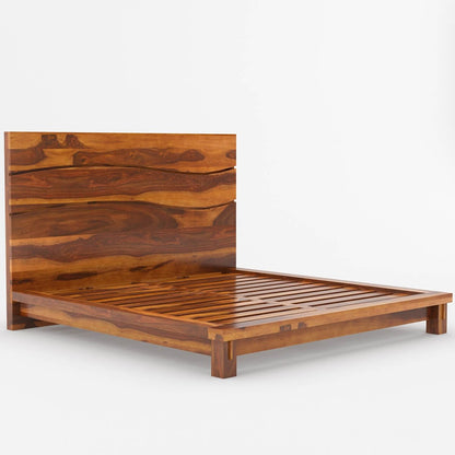 Santa Barbara Platform Bed with Sturdy Solid Wood High Headboard