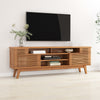 Aurora Mid-Century Modern Solid Teak Wood Slatted 71 Inch TV Stand