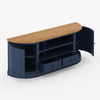 Grinnell Solid Wood Two Tone Curved Blue Media Stand With Storage