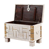 Gilroy Solid Wood Whitewash Distressed Handcraved Coffee Trunk Table