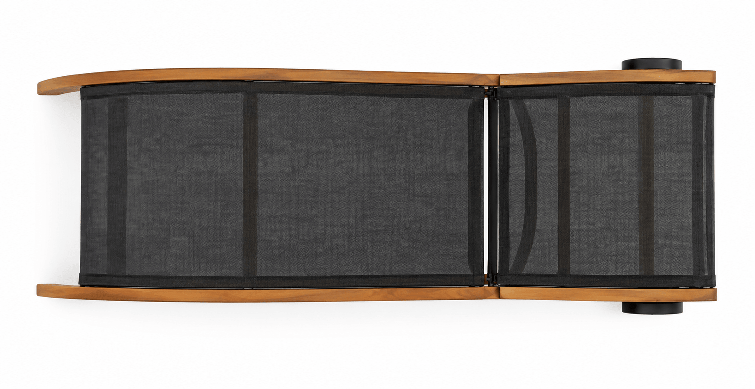 Modesto Solid Teak Wood and Sling Mesh Outdoor Sun Lounger