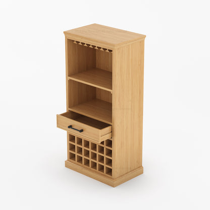 Palo Alto Solid Wood Wine Bar Cabinet with Glass Rack