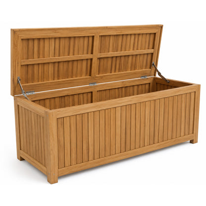 Morrilton Solid Teak Wood Outdoor Cushion Storage Box with Lift-Up Lid