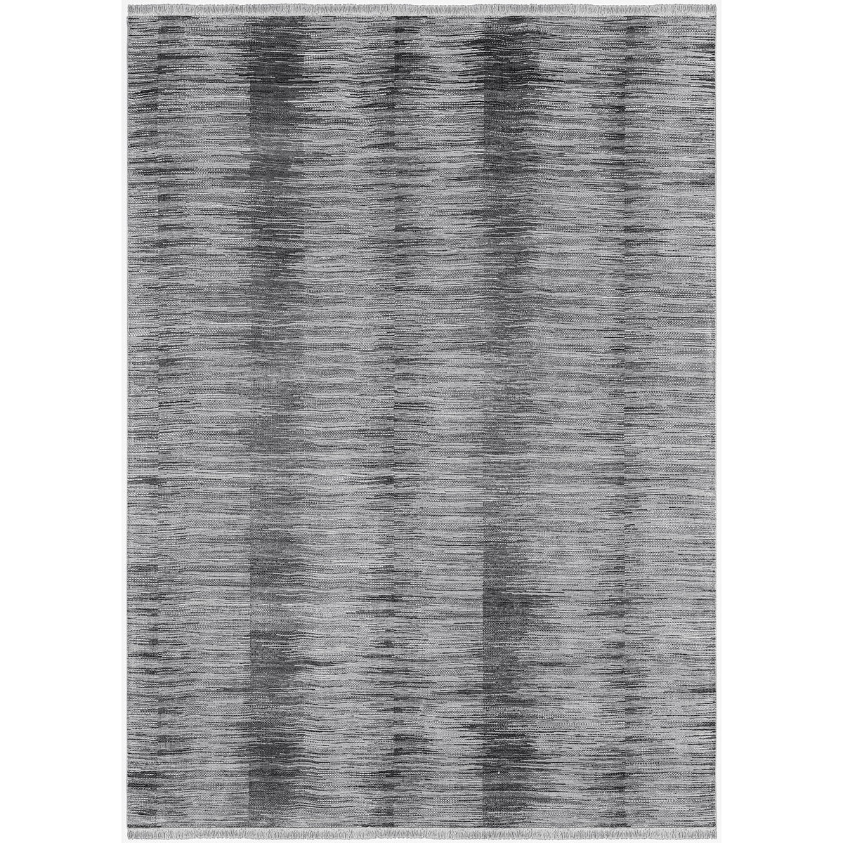 Copenhagen Ash Abstract Strie Linear Hand-Knotted Wool &amp; Silk Rug