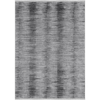 Copenhagen Ash Abstract Strie Linear Hand-Knotted Wool &amp; Silk Rug