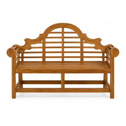 Helena Solid Teak Wood Garden Bench with Decorative Arched Back