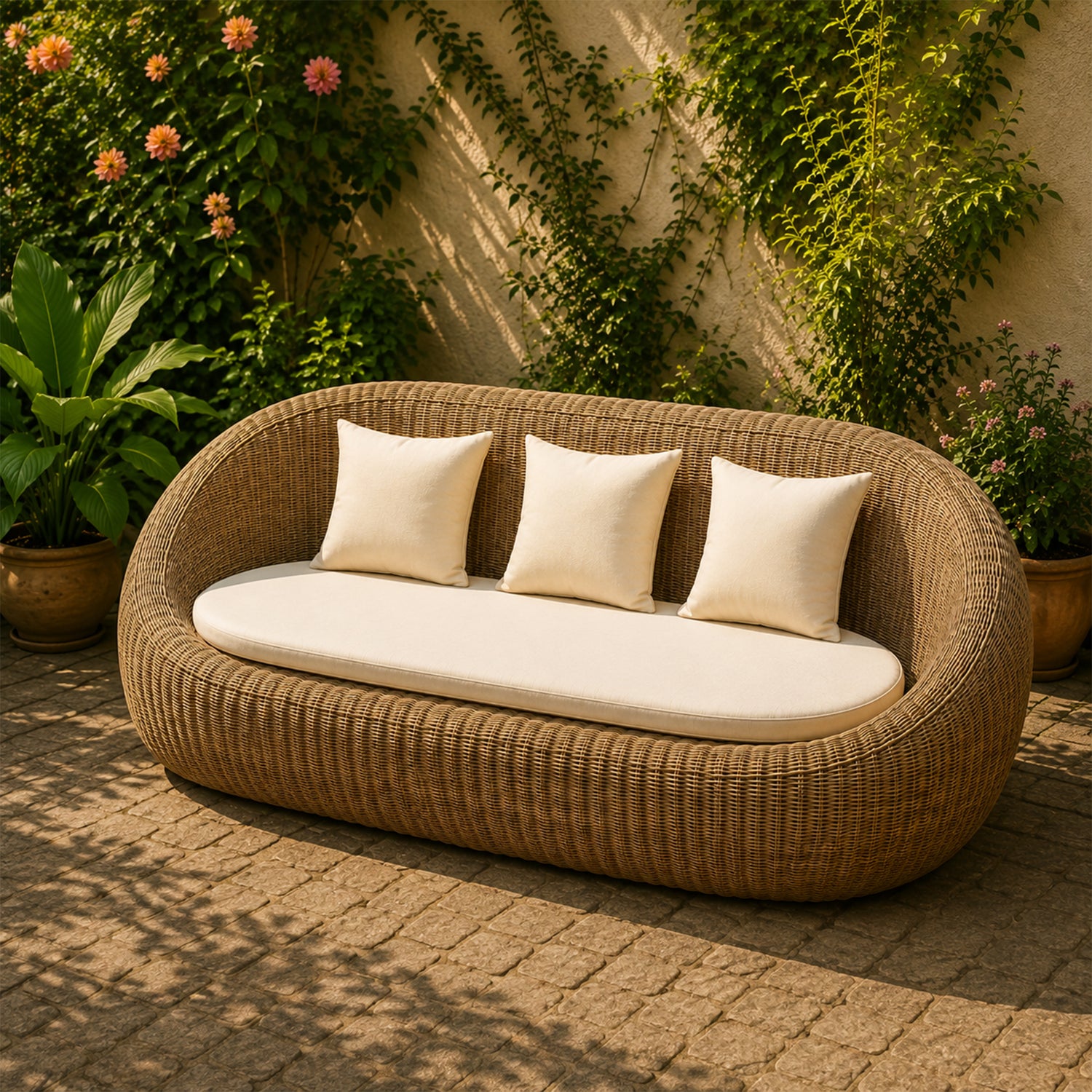 Camden 3-Seater Woven Outdoor Sofa with Cushions