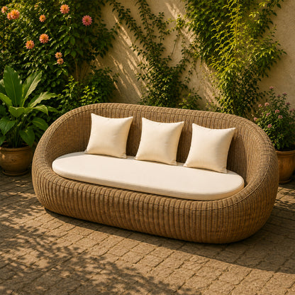 Camden 3-Seater Woven Outdoor Sofa with Cushions