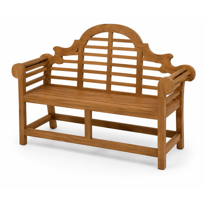 Helena Solid Teak Wood Garden Bench with Decorative Arched Back