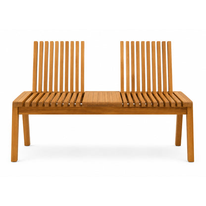 Mobile Solid Teak Wood Convertible Backrest Bench