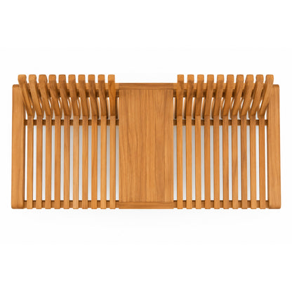 Mobile Solid Teak Wood Convertible Backrest Bench