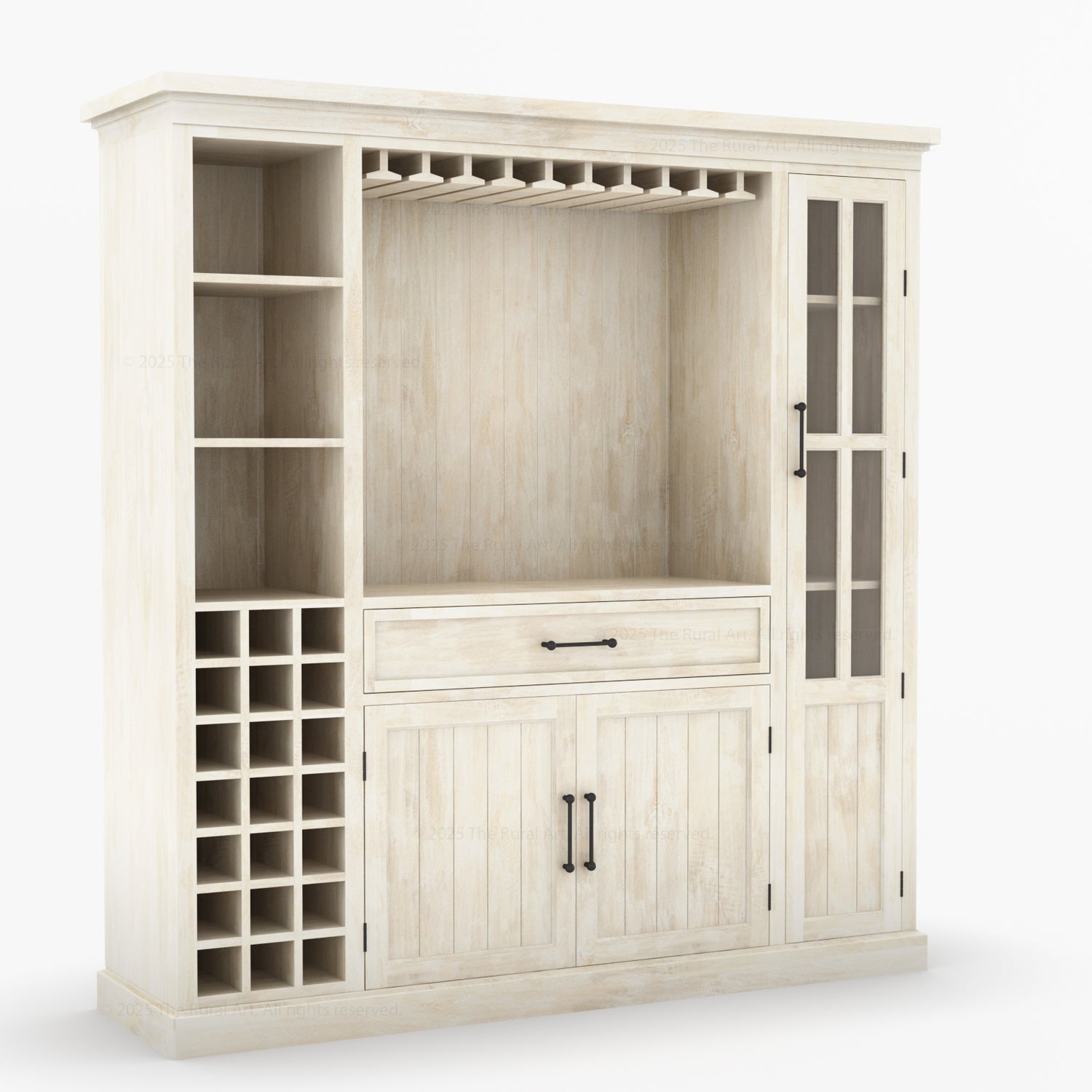 Montecito Solid Wood Wine Bar Cabinet With Stemware Rack