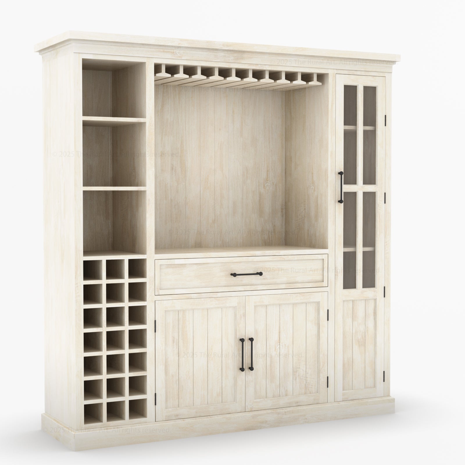 Montecito Solid Wood Wine Bar Cabinet With Stemware Rack