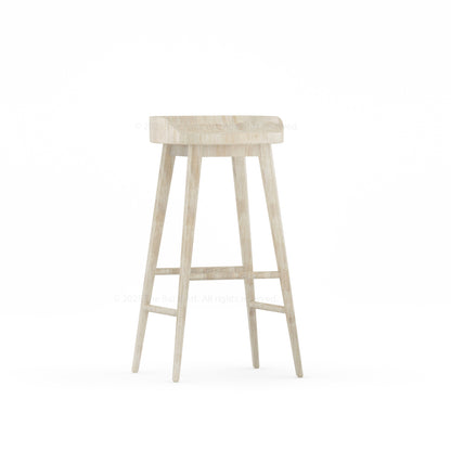 Ithaca Solid Wood Bar Stool Sculpted Seat Japandi Style