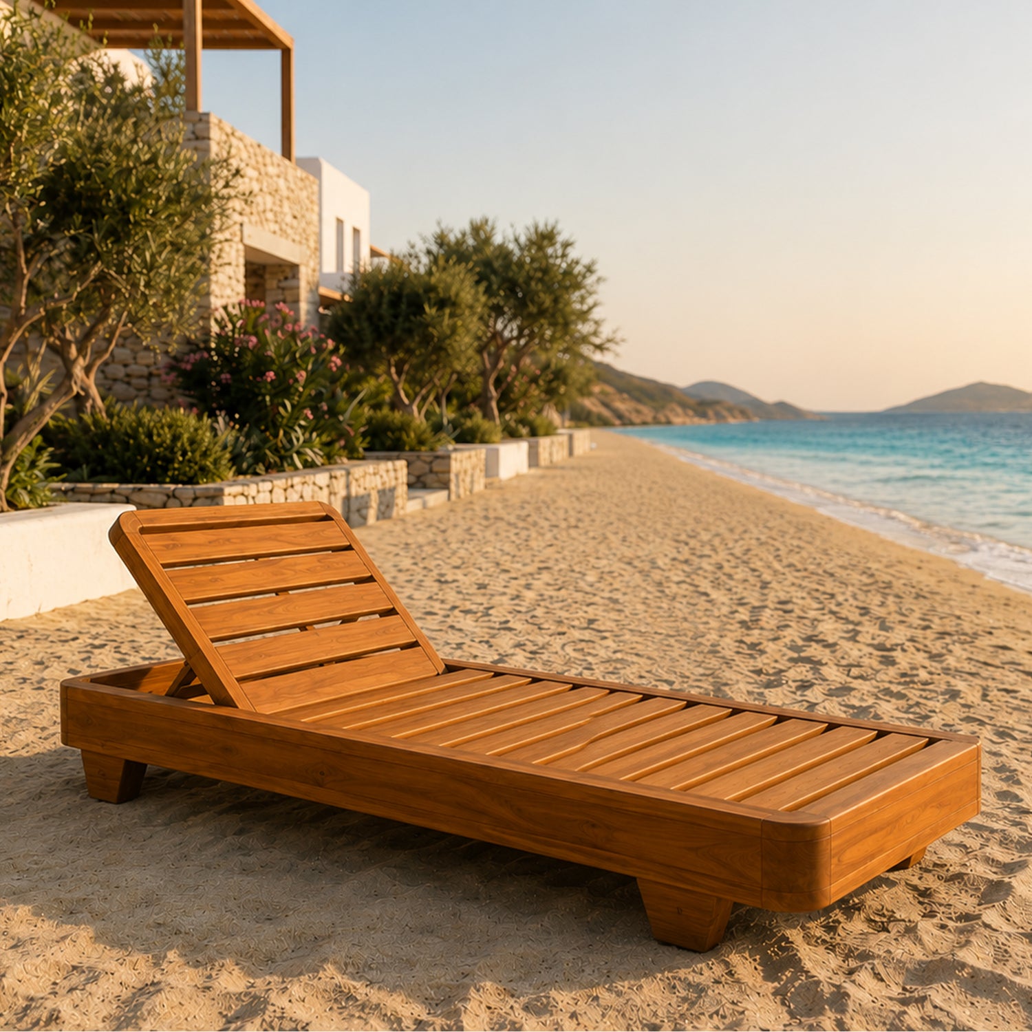 Concord Solid Teak Wood Adjustable Outdoor Sun Lounger