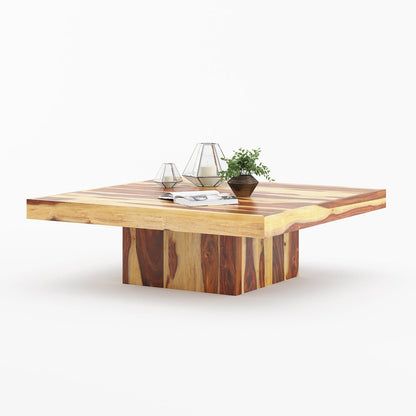 Stockholm Rustic Solid Wood Large Square Pedestal Coffee Table