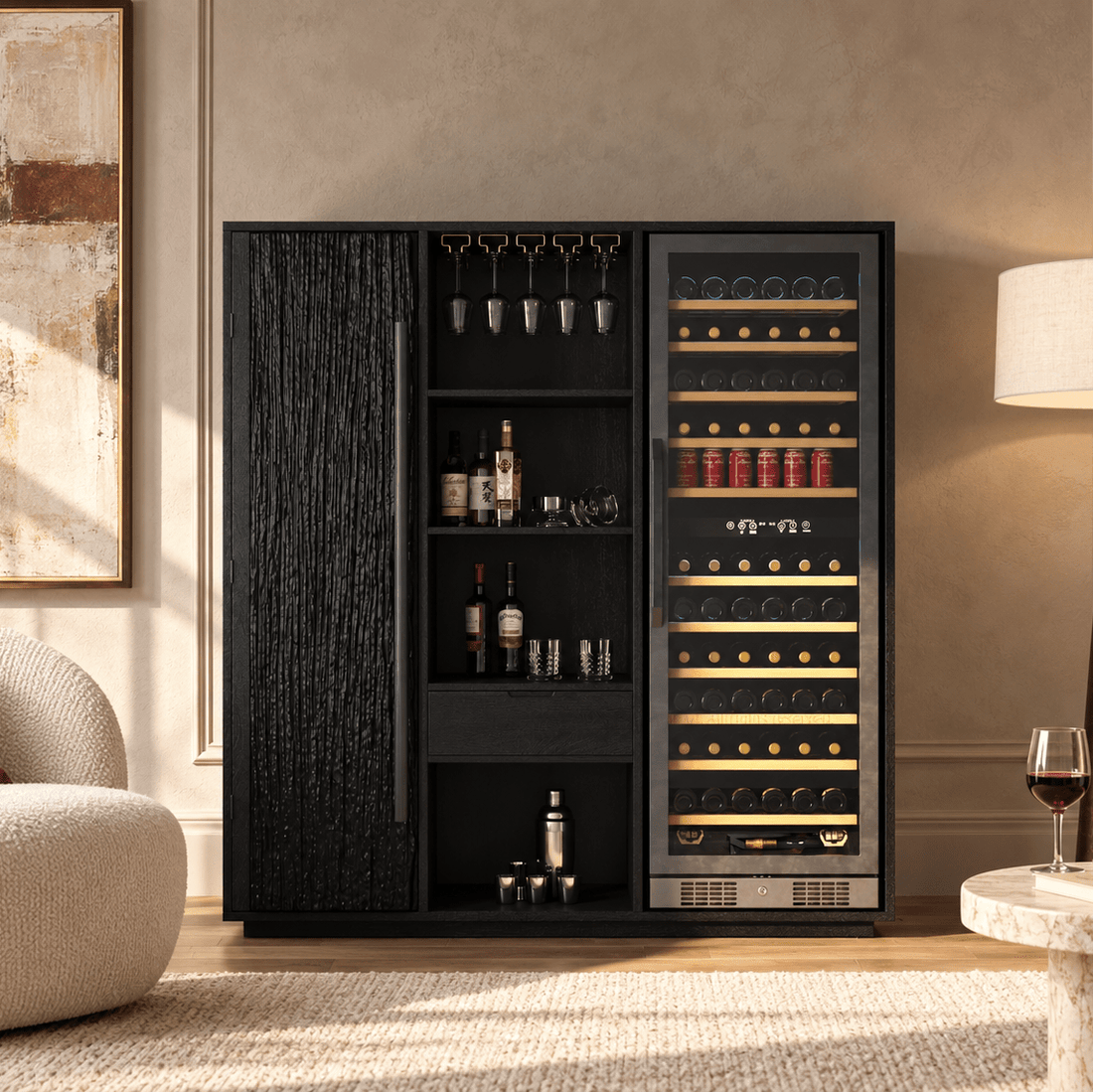 Myers Grand Modern Solid Wood Wine Bar Cabinet with Fridge Cutout