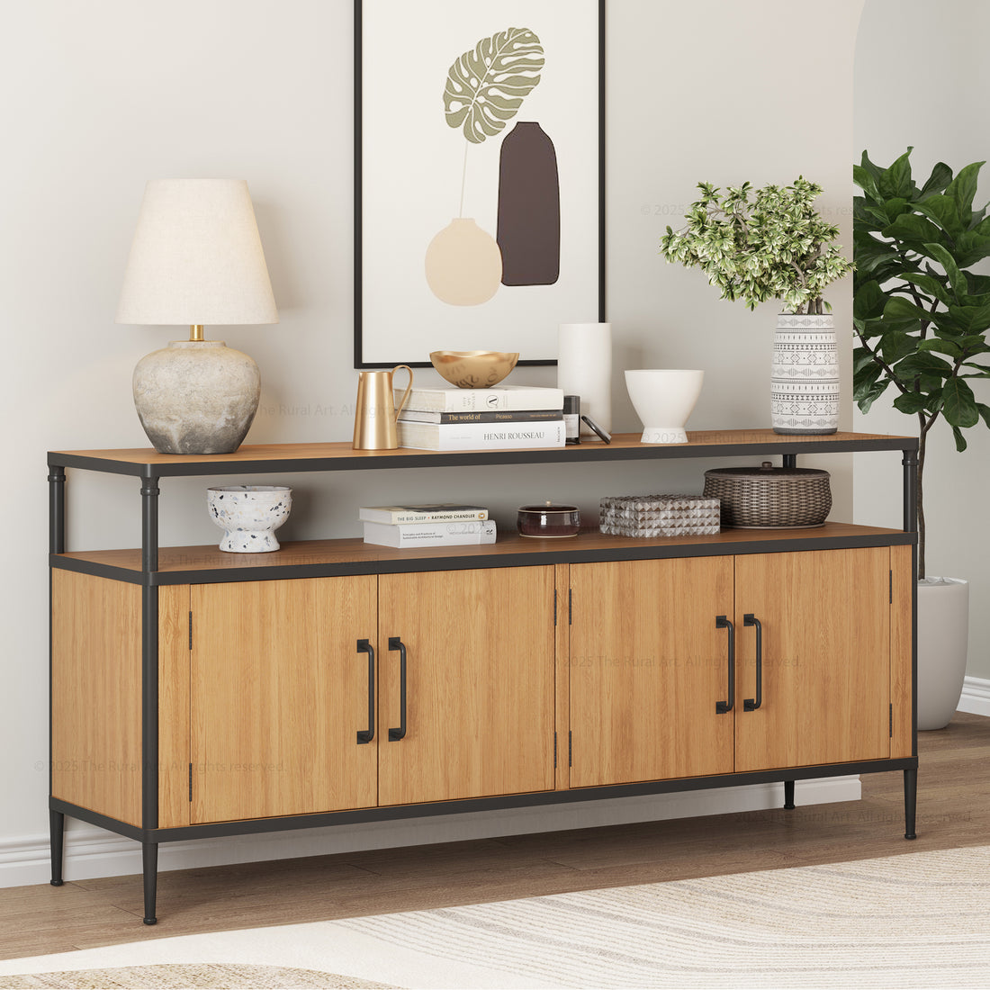 Miami Solid Wood &amp; Iron Sideboard Console