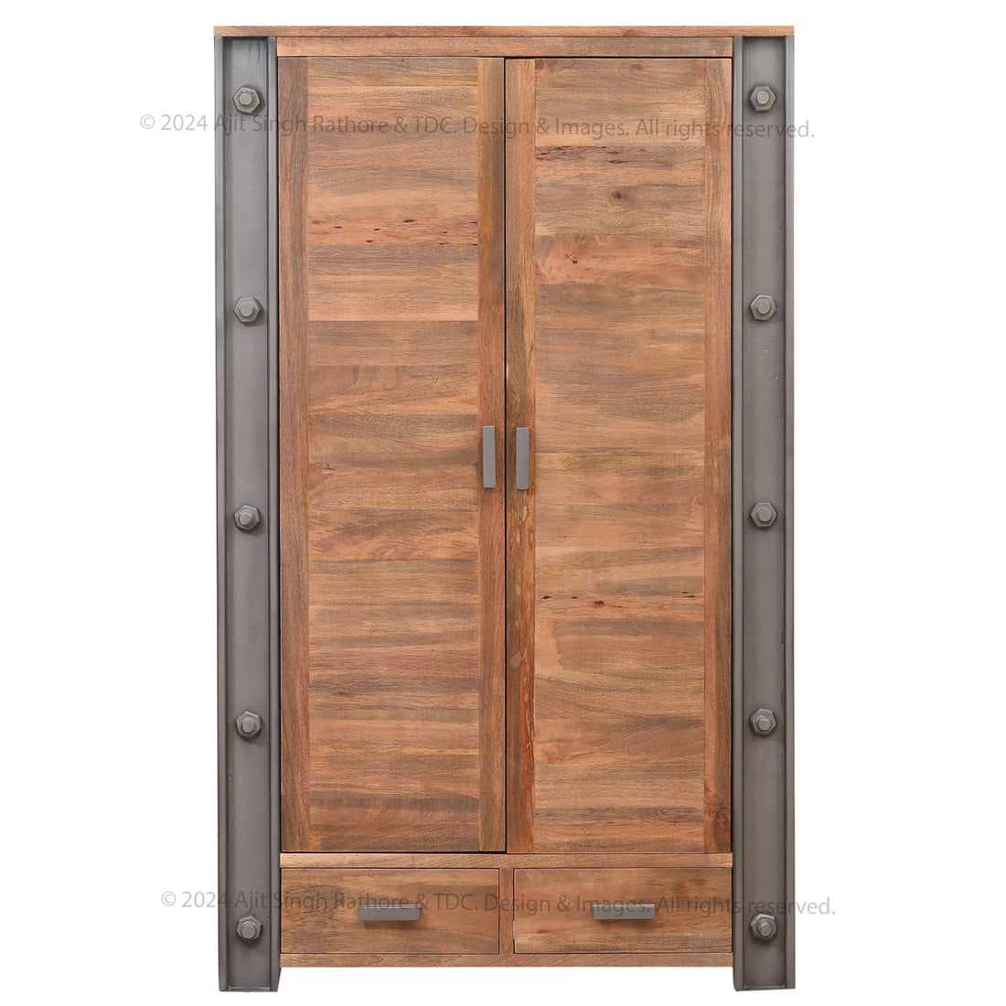 Montclair Industrial Rustic Solid Wood Armoire Wardrobe
