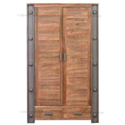 Montclair Industrial Rustic Solid Wood Armoire Wardrobe