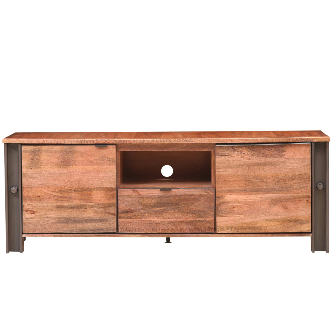 Montclair Solid Wood Industrial TV Stand Media Console