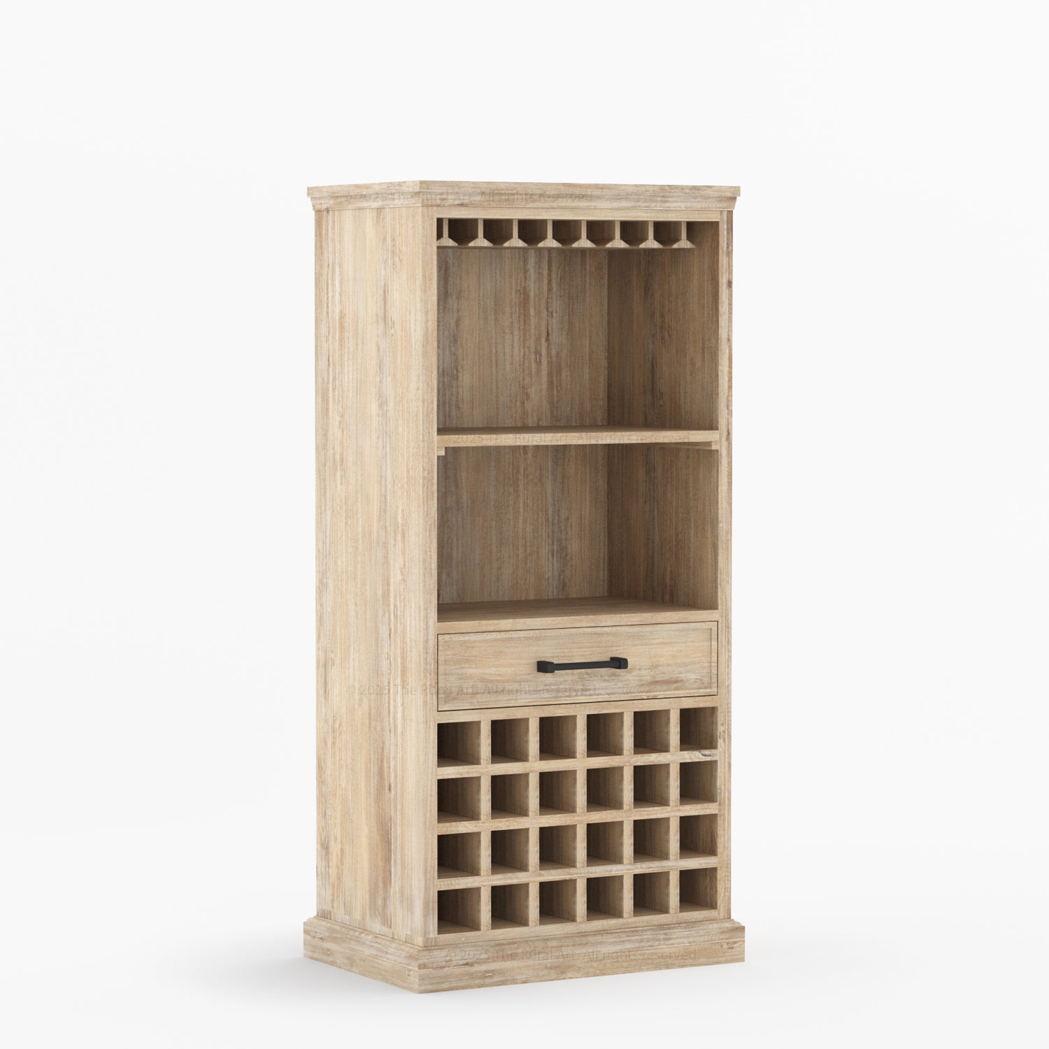 Palo Alto Solid Wood Wine Bar Cabinet with Glass Rack