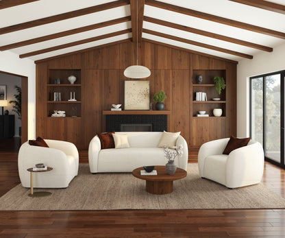 Jonesboro Modern Solid Wood Sofa with Boucle Upholstery and Curved Backrest