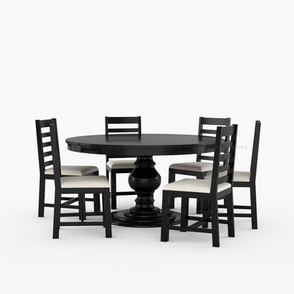 Clanton Solid Wood Round Dining Table and Chair Set