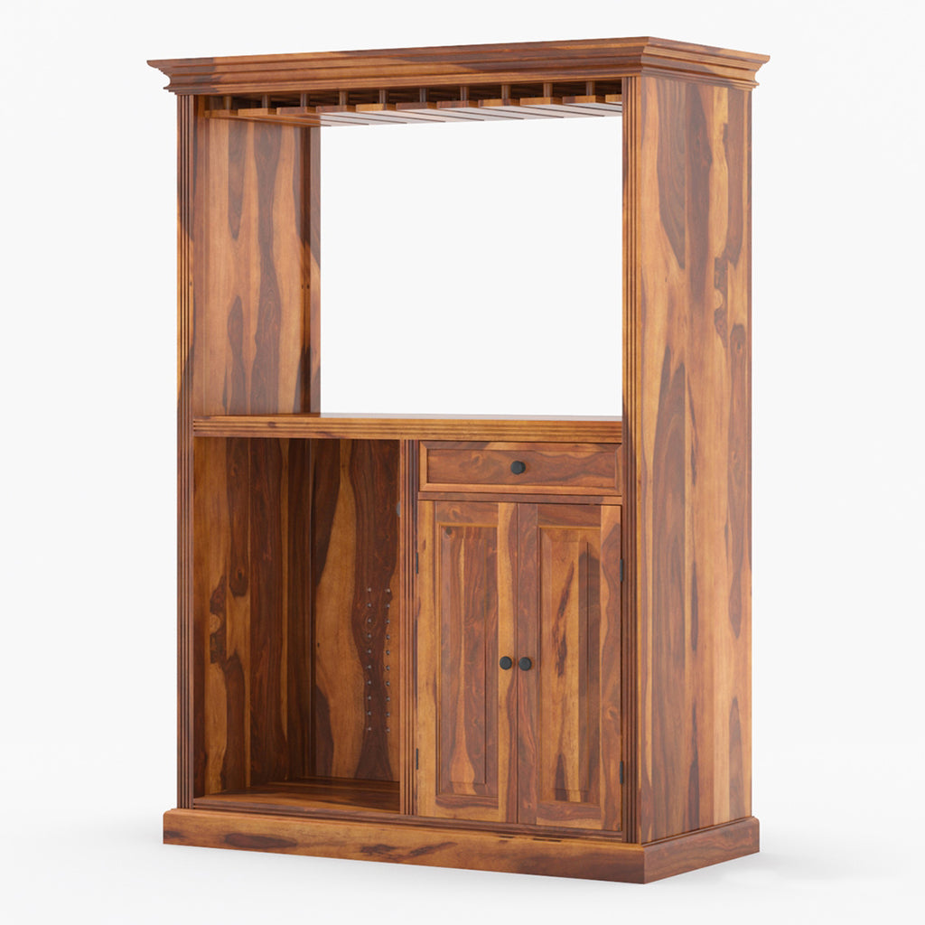 Ashford Solid Wood Home Bar Cabinet With Fridge Space
