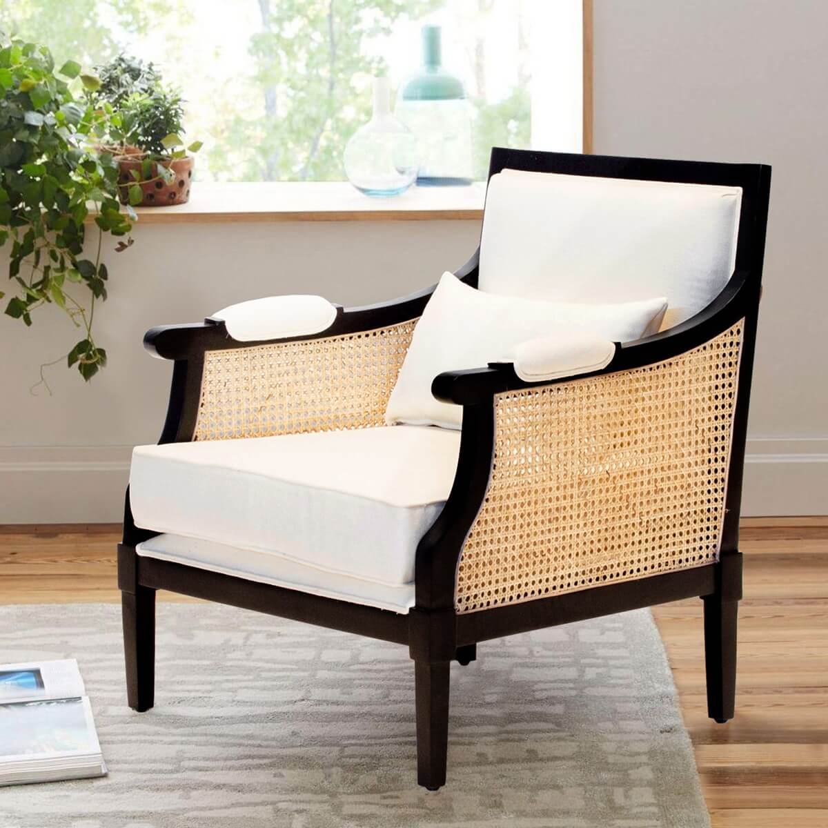 Antony Upholstered Cane Accent Sofa Chair